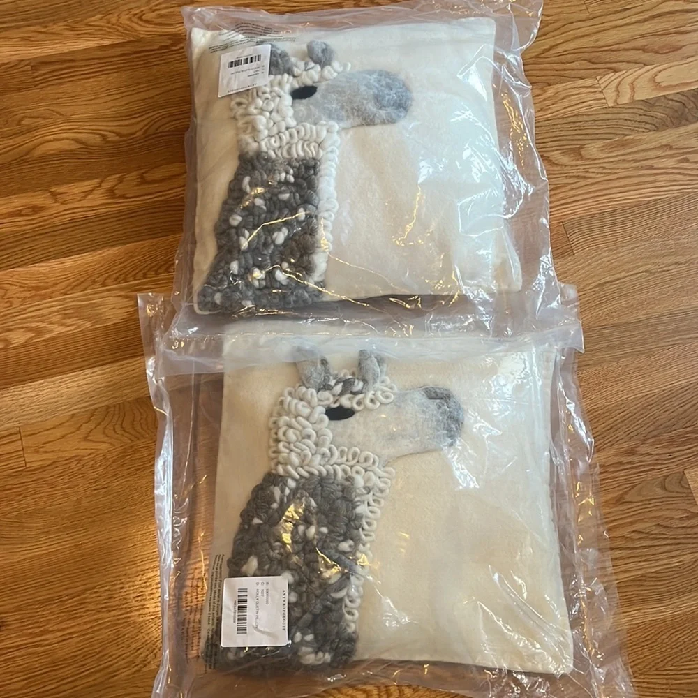 Anthropologie Ernie and Irene Llama Pillow Set of 2 NWT